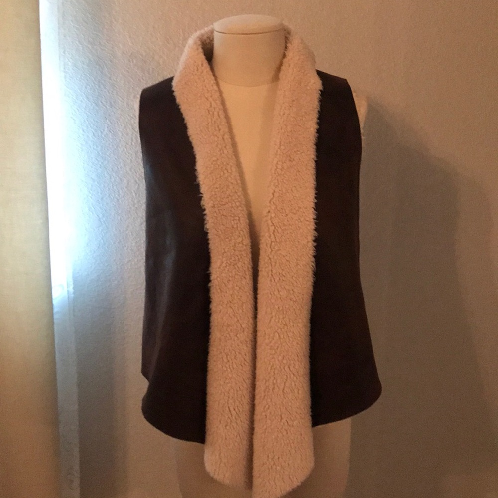 Brown and fur vest